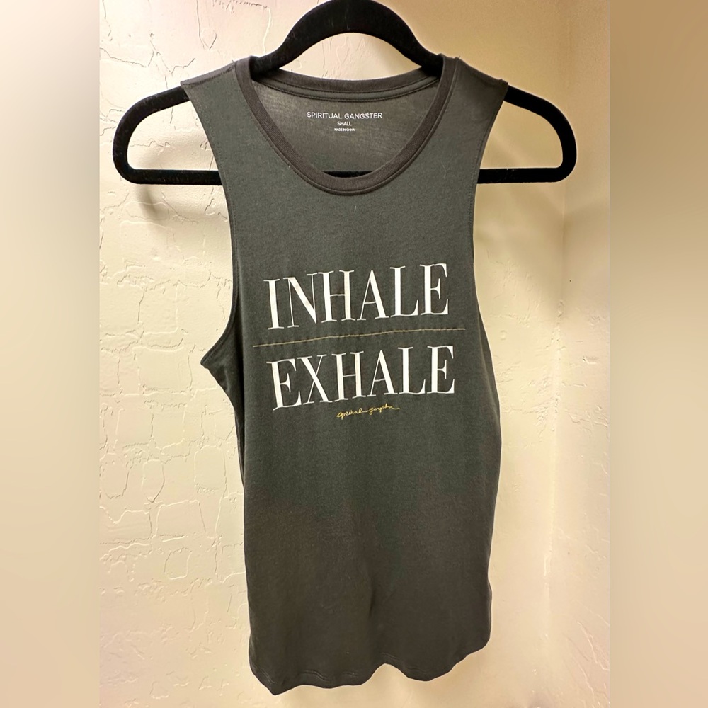 Spiritual Gangster Muscle Tee Inhale Exhale size Small yoga tank
